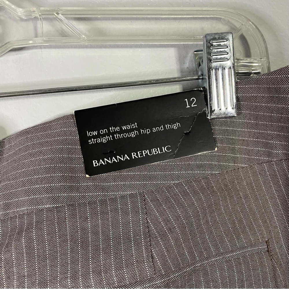 NWT Banana Republic Pinstripe Trouser Pants Low Waist Straight Leg Size 12 - Picture 5 of 9